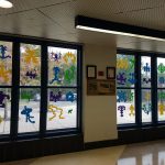 Art on our windows in the front of our school
