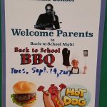 Back to School Night Flyer which reads, Our Back to School BBQ, held on Tuesday, September, 19 2017